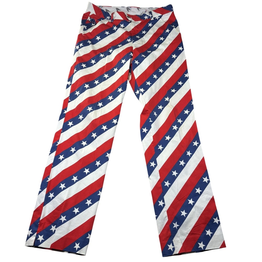 Royal & Awesome Pants Mens 36x34 Multicolor USA Flag Chino Stars Stripes